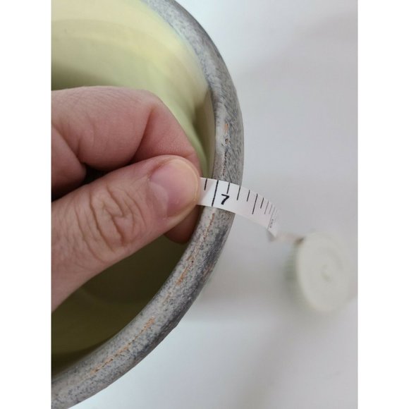 Engraved Etched Flower Green Clay Planter Modern - Picture 6 of 6